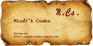 Misák Csaba névjegykártya